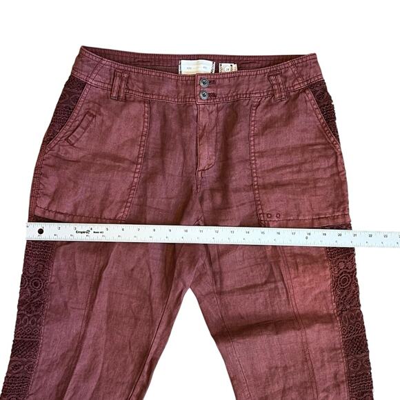Anthropologie Hei Hei Women’s Sz 28 Embroidered Crochet Linen Pants Marlena - Picture 13 of 16